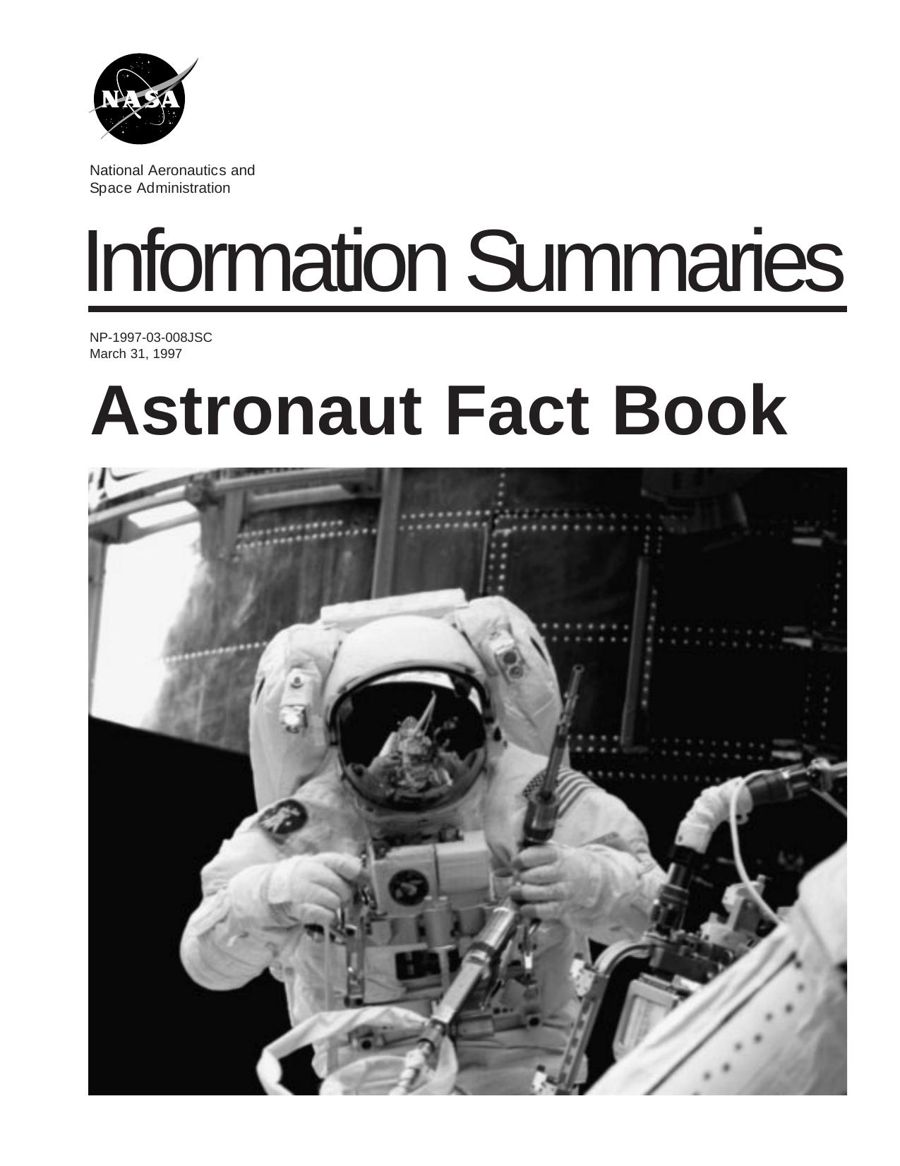 Astronaut fact book by United States. National Aeronautics and Space Administration