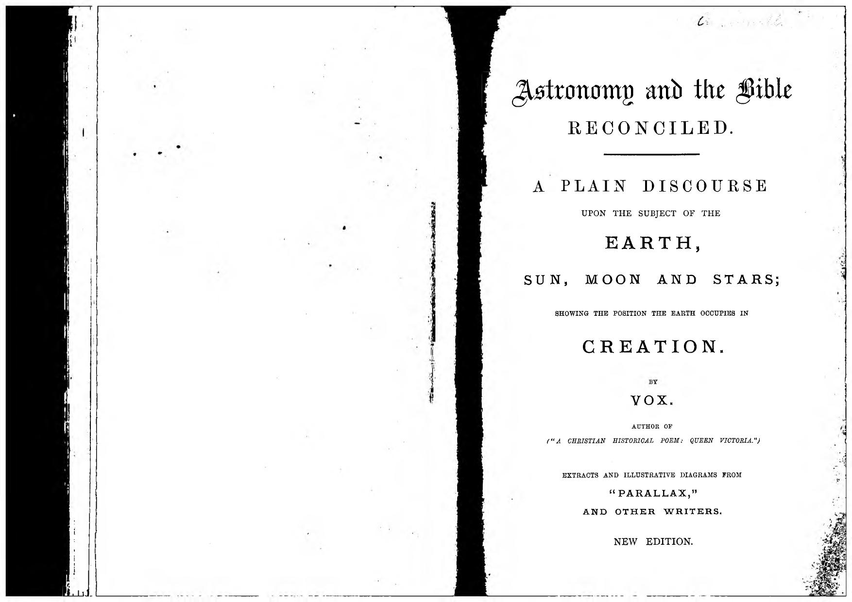 Astronomy and the Bible Reconciled (Vox) by Unknown