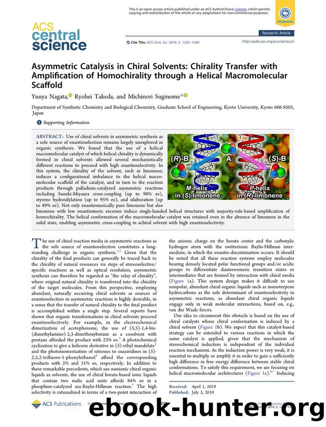 Asymmetric Catalysis in Chiral Solvents: Chirality Transfer with Amplification of Homochirality through a Helical Macromolecular Scaffold by unknow