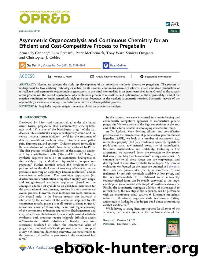 Asymmetric Organocatalysis and Continuous Chemistry for an Efficient and Cost-Competitive Process to Pregabalin by unknow