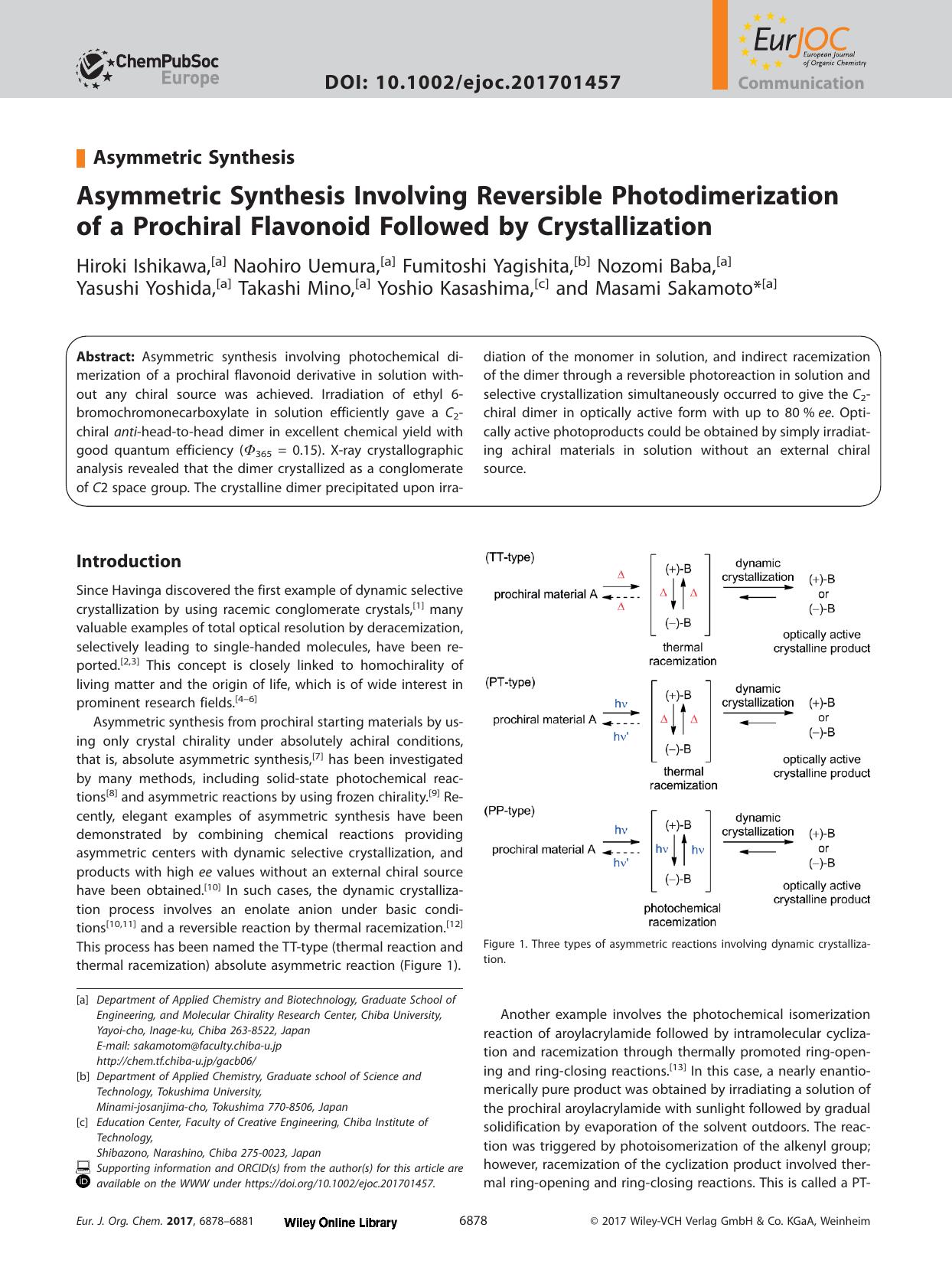 Asymmetric Synthesis Involving Reversible Photodimerization of a Prochiral Flavonoid Followed by Crystallization by Unknown