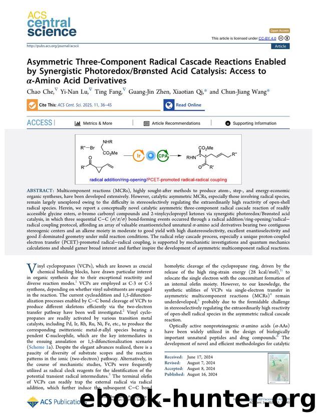 Asymmetric Three-Component Radical Cascade Reactions Enabled by Synergistic PhotoredoxBrÃ¸nsted Acid Catalysis: Access to Î±âAmino Acid Derivatives by unknow
