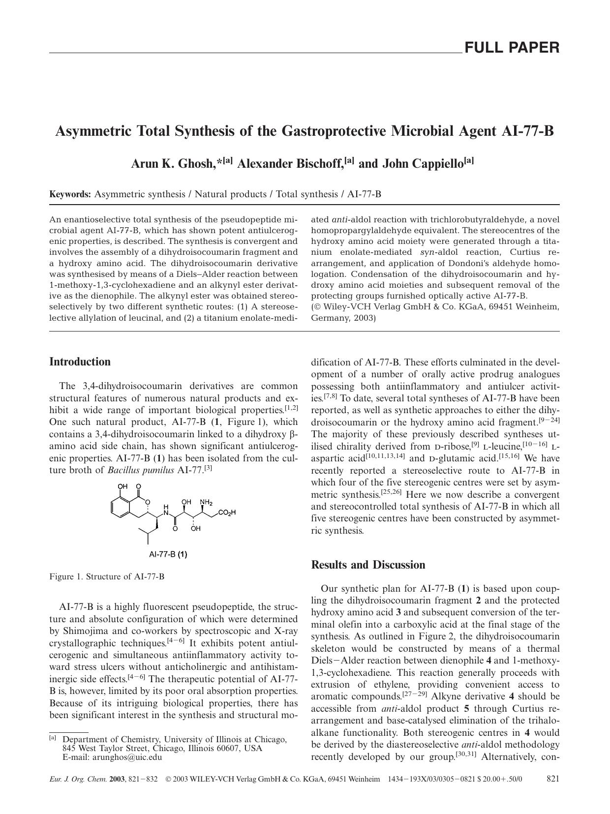 Asymmetric Total Synthesis of the Gastroprotective Microbial Agent AI-77-B by Unknown
