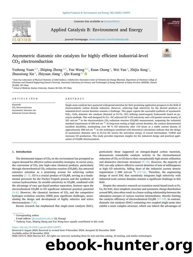 Asymmetric diatomic site catalysts for highly efficient industrial-level CO2 electroreduction by Yusheng Yuan