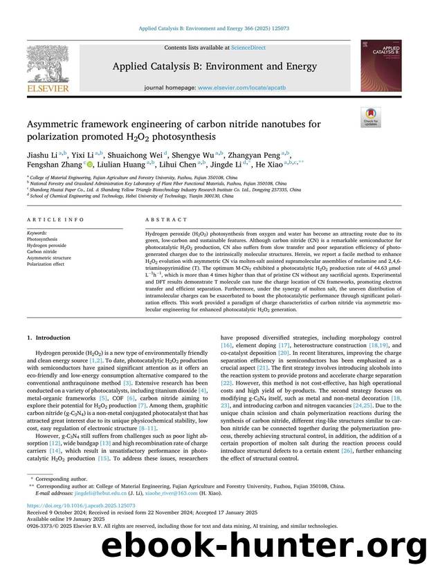 Asymmetric framework engineering of carbon nitride nanotubes for polarization promoted H2O2 photosynthesis by unknow