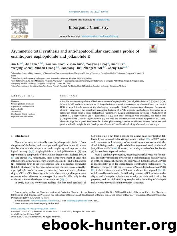 Asymmetric total synthesis and anti-hepatocellular carcinoma profile of enantiopure euphopilolide and jolkinolide E by unknow