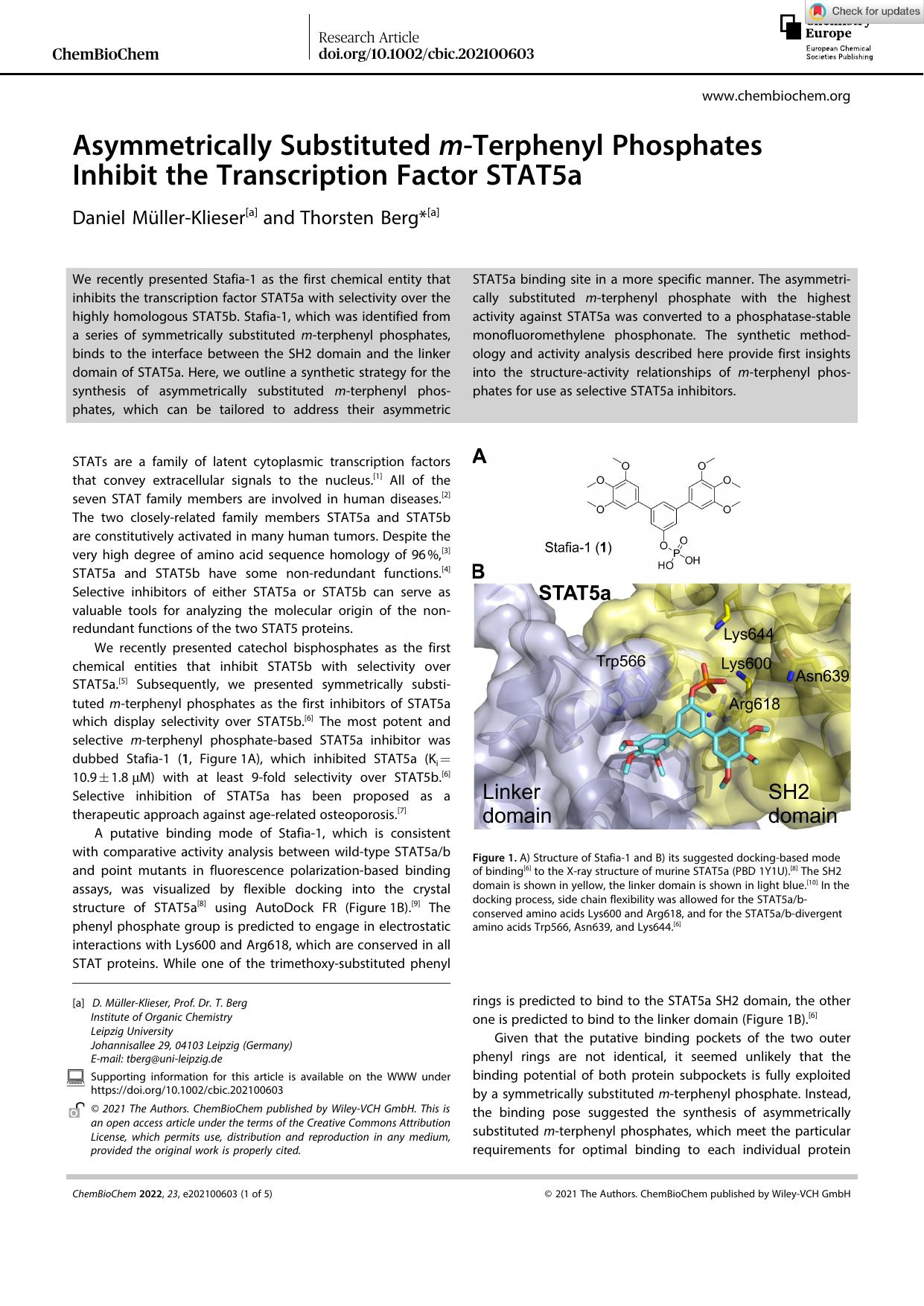 Asymmetrically Substituted mâTerphenyl Phosphates Inhibit the Transcription Factor STAT5a by Unknown