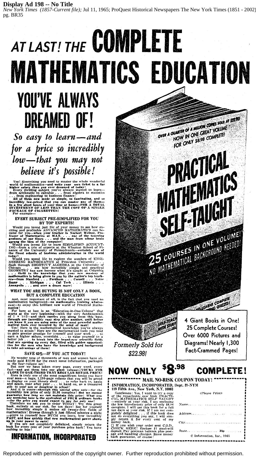 At Last The Complete Mathematics Education You've Always Dreamed Of by Unknown
