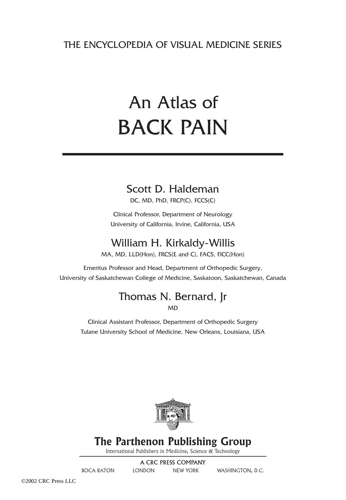 Atlas of Back Pain Editor by Ismail Jatoi Manfred Kaufmann Jean-Yves Petit