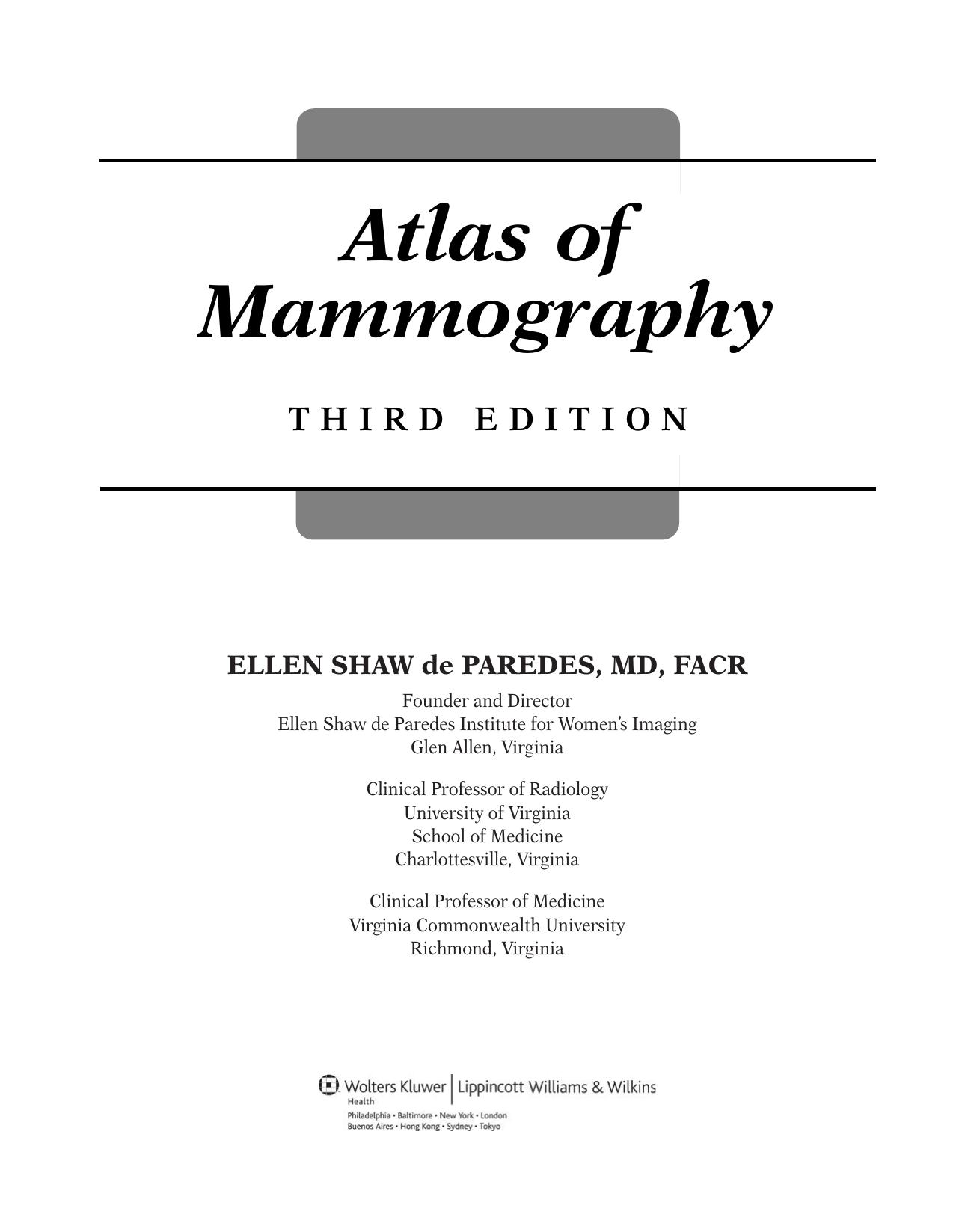 Atlas of Mammography by Ellen Shaw deParedes MD