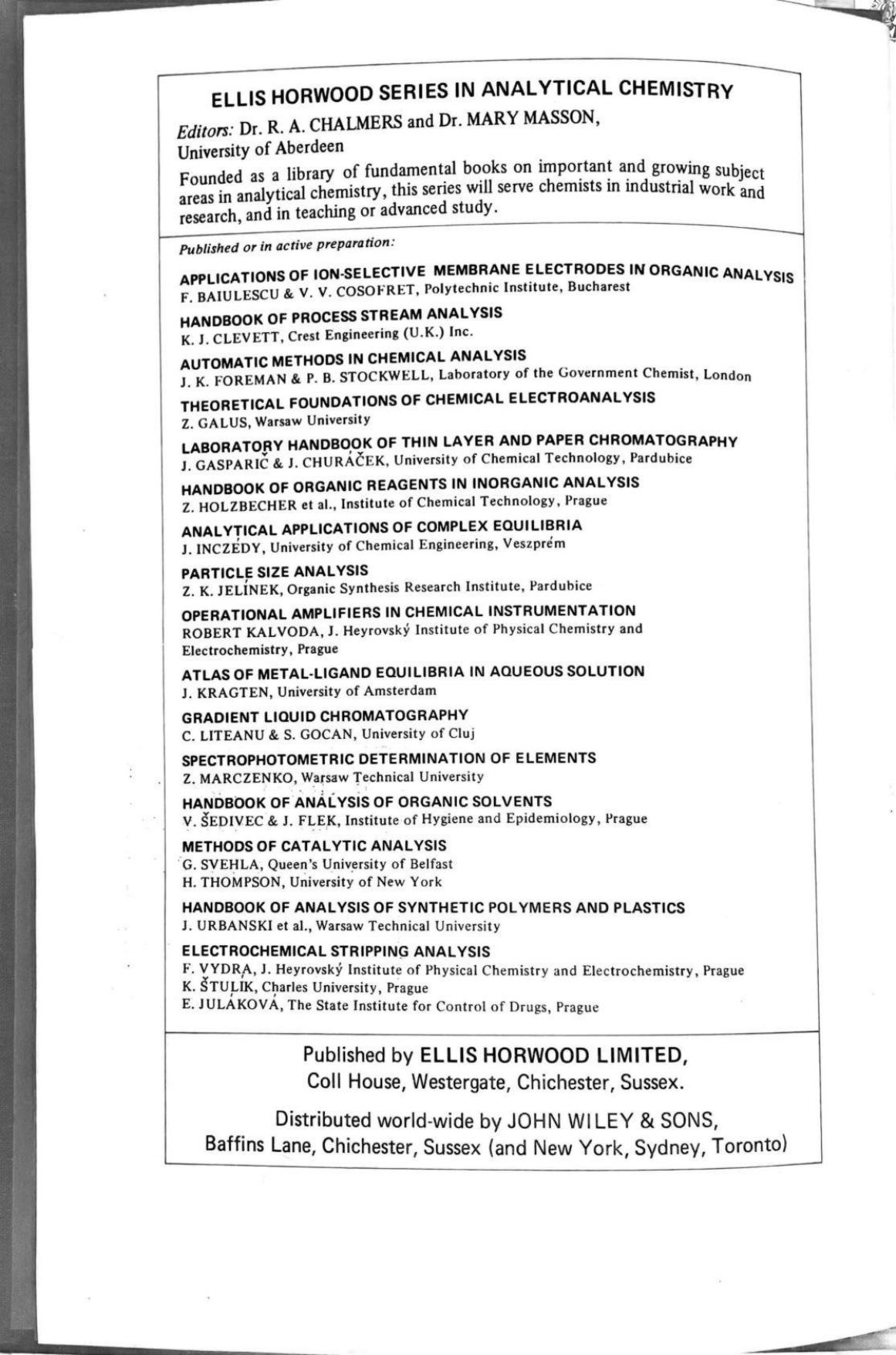 Atlas of Metal-ligand Equilibria in Aqueous Solution by J. Kragten