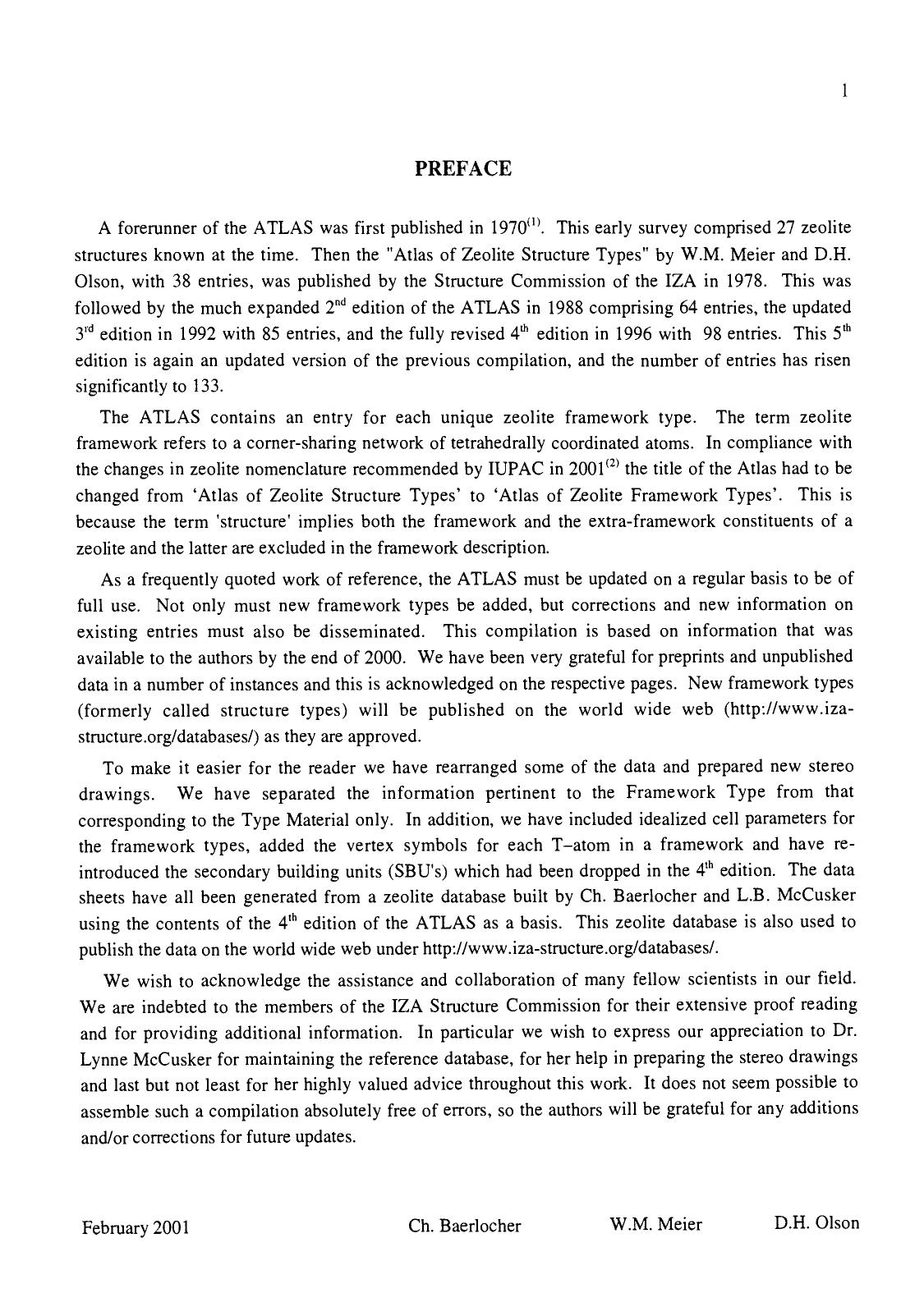 Atlas of Zeolite Framework Types by Ch. Baerlocher W.M. Meier and D.H. Olson (Auth.)