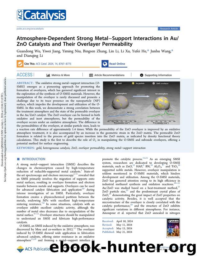 Atmosphere-Dependent Strong MetalâSupport Interactions in AuZnO Catalysts and Their Overlayer Permeability by unknow