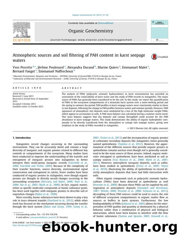 Atmospheric sources and soil filtering of PAH content in karst seepage waters by unknow
