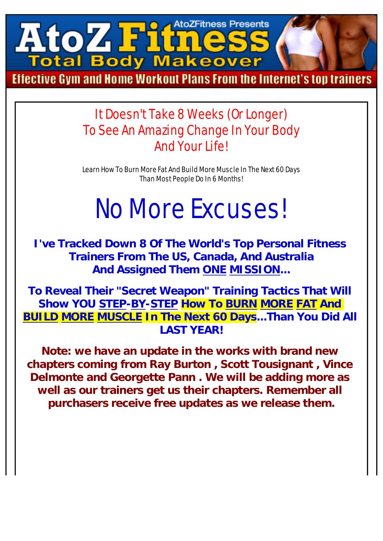 AtoZfitness Total Body Makeover -Effective Gym And Home Workout Plans. by Best of Kuszter's Collection