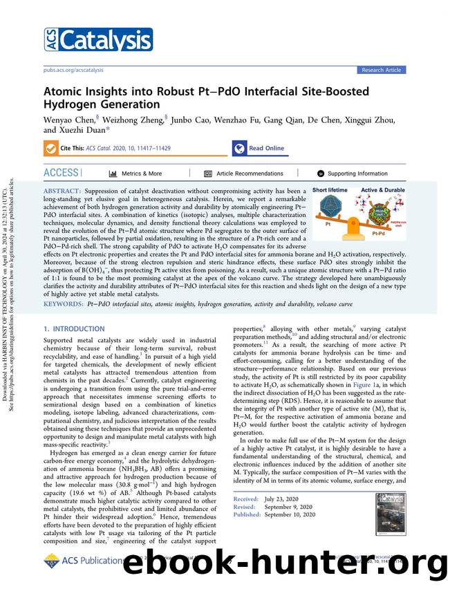 Atomic Insights into Robust PtâPdO Interfacial Site-Boosted Hydrogen Generation by Wenyao Chen Weizhong Zheng Junbo Cao Wenzhao Fu Gang Qian De Chen Xinggui Zhou & Xuezhi Duan