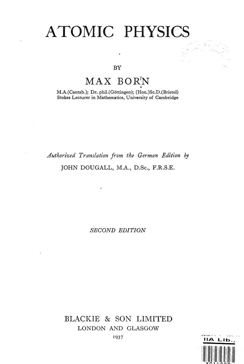 Atomic Physics by Unknown