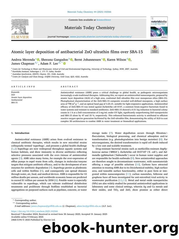 Atomic layer deposition of antibacterial ZnO ultrathin films over SBA-15 by Andrea Merenda & Sheeana Gangadoo & Bernt Johannessen & Karen Wilson & James Chapman & Adam F. Lee