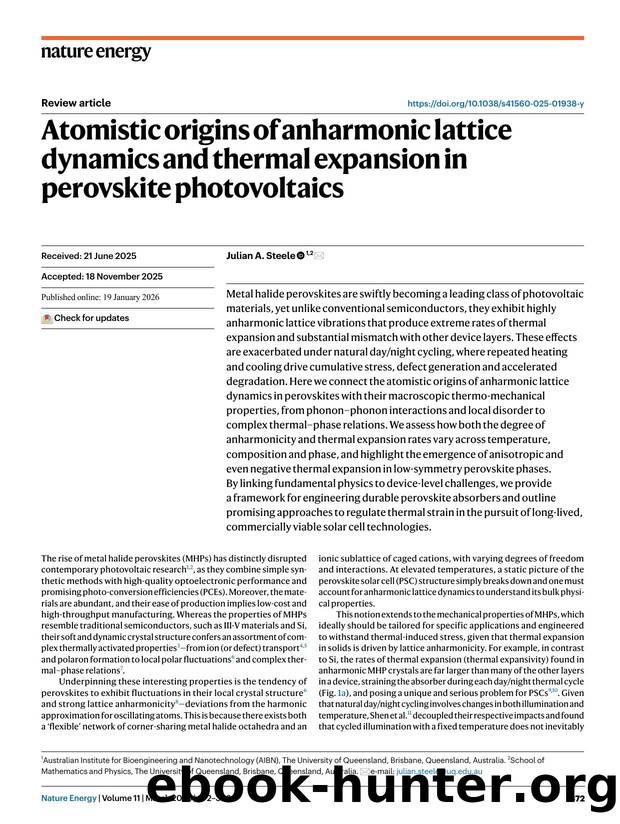 Atomistic origins of anharmonic lattice dynamics and thermal expansion in perovskite photovoltaics by Julian A. Steele