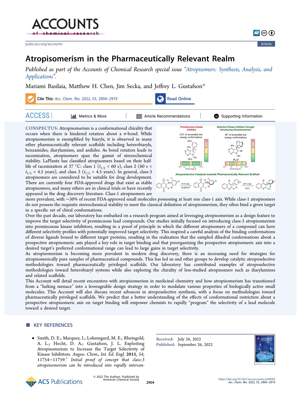 Atropisomerism in the Pharmaceutically Relevant Realm by Mariami Basilaia Matthew H. Chen Jim Secka and Jeffrey L. Gustafson