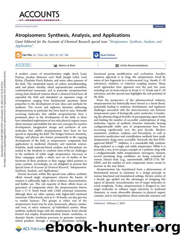 Atropisomers: Synthesis, Analysis, and Applications by Marisa C. Kozlowski Scott J. Miller & Stephane Perreault