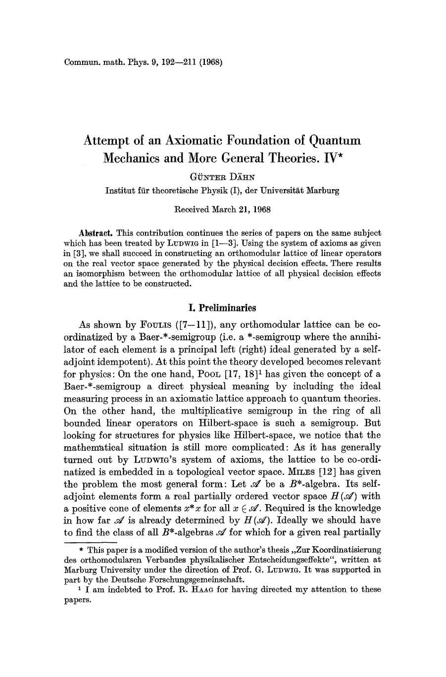 Attempt of an axiomatic foundation of quantum mechanics and more general theories. IV by Unknown