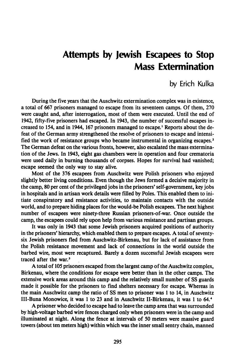 Attempts by Jewish Escapees to Stop Mass Extermination by Unknown