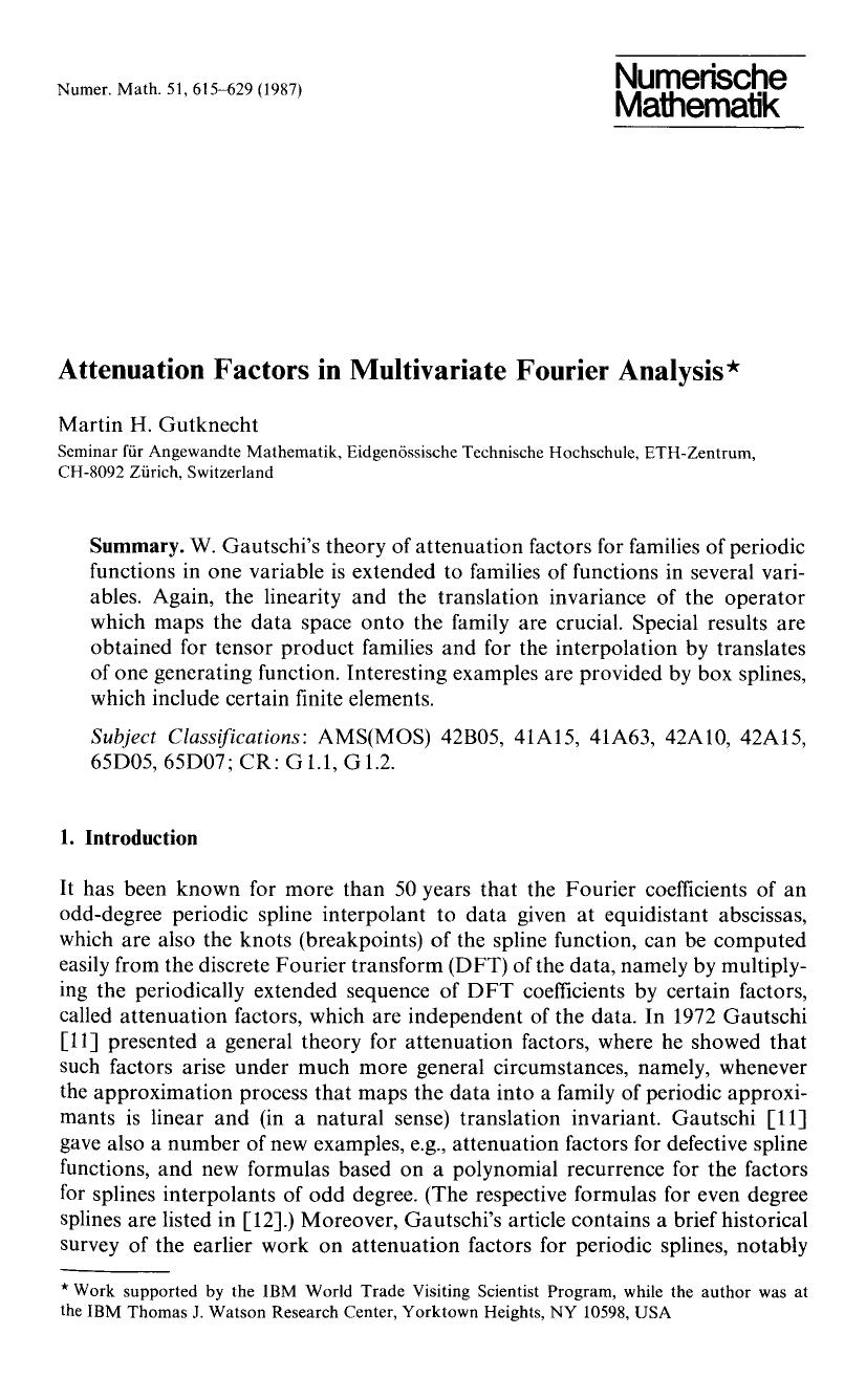 Attenuation factors in multivariate fourier analysis by Unknown