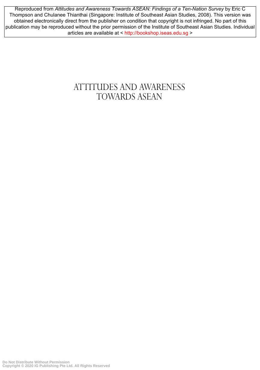 Attitudes and Awareness Towards ASEAN: Findings of a Ten-Nation Survey by Thompson