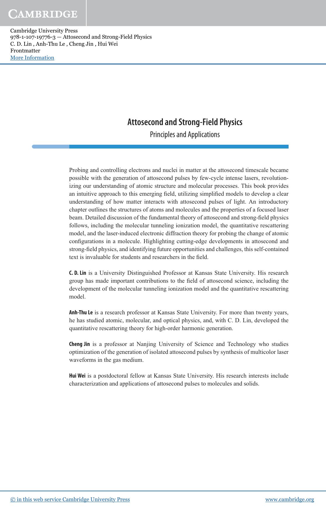 Attosecond and Strong-Field Physics: Principles and Applications by Unknow