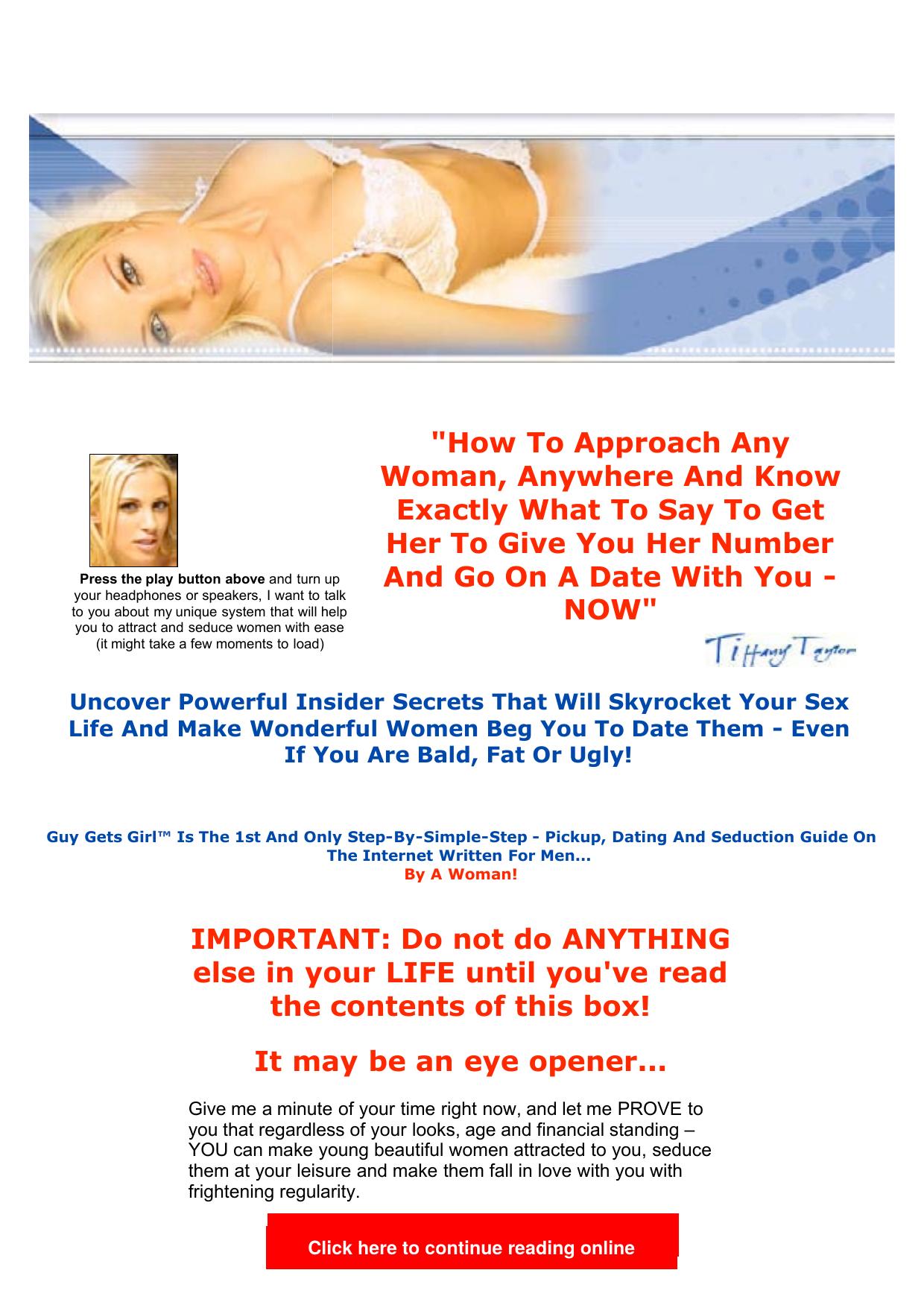 Attract Women And Seduce Them With GuyGetsGirl's Pickup, Dating And Seduction Guide by boss