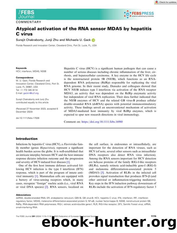 Atypical activation of the RNA sensor MDA5 by hepatitis C virus by Unknown