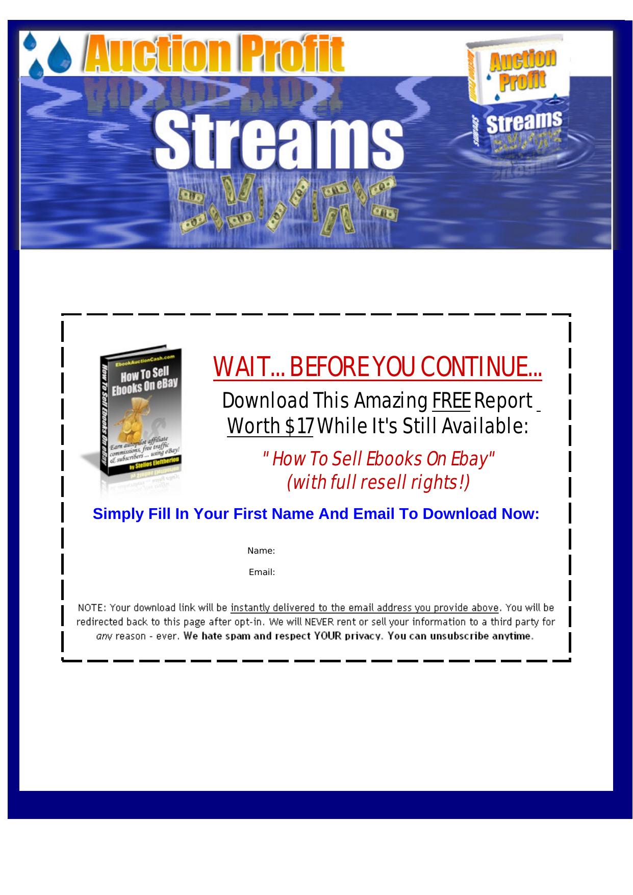 Auction Profit Streams - Make Money On eBay(R). by Best of Kuszter's Collection