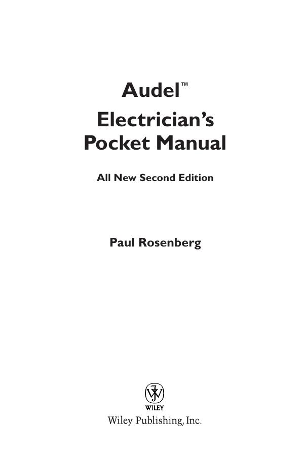 Audel Electrician's Pocket Manual by Paul Rosenberg