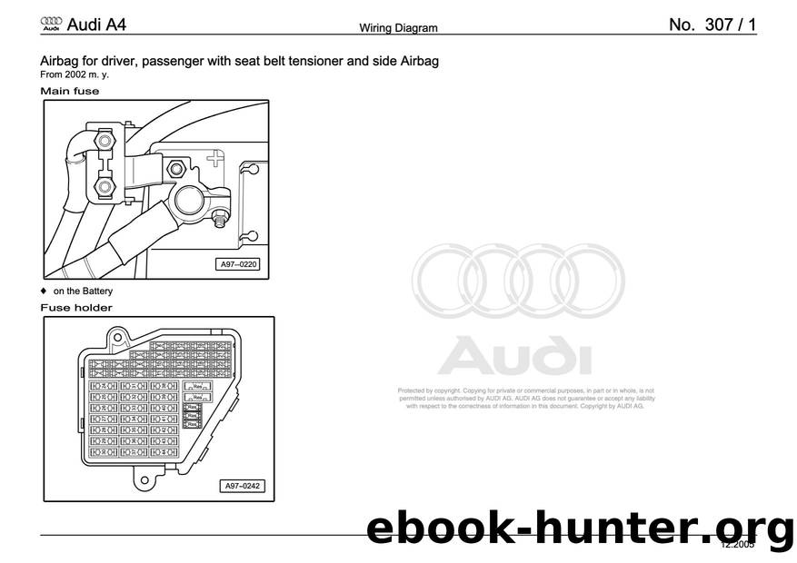 Audi A4 (B78E) Wiring - 307 - Airbag for driver, passenger with seat belt tensioner and side Airbag - Free by Airbag for driver passenger & seat belt tensioner & side Airbag