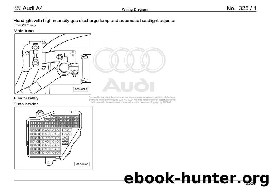 Audi A4 (B78E) Wiring - 325 - Headlight with high intensity gas discharge lamp - Free by Headlight & high intensity gas discharge lamp