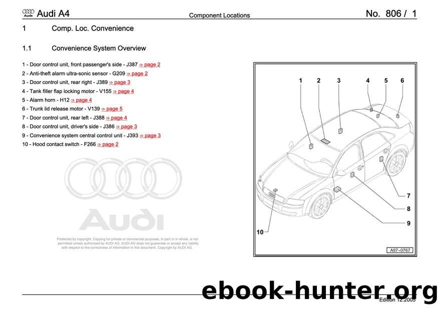 Audi A4 (B78E) Wiring - Component Locations: Convenience - Free by Component Locations Convenience