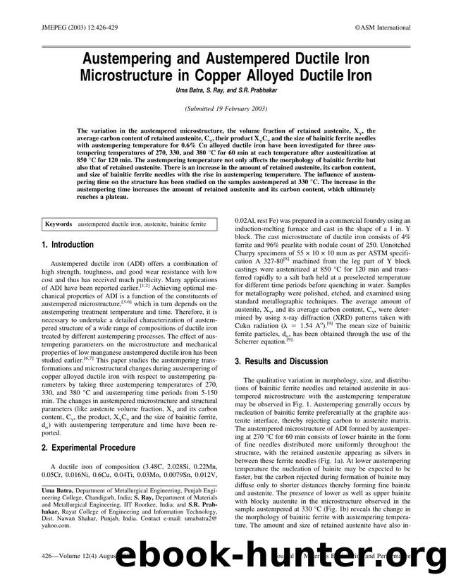 Austempering and austempered ductile iron microstructure in copper alloyed ductile iron by Unknown