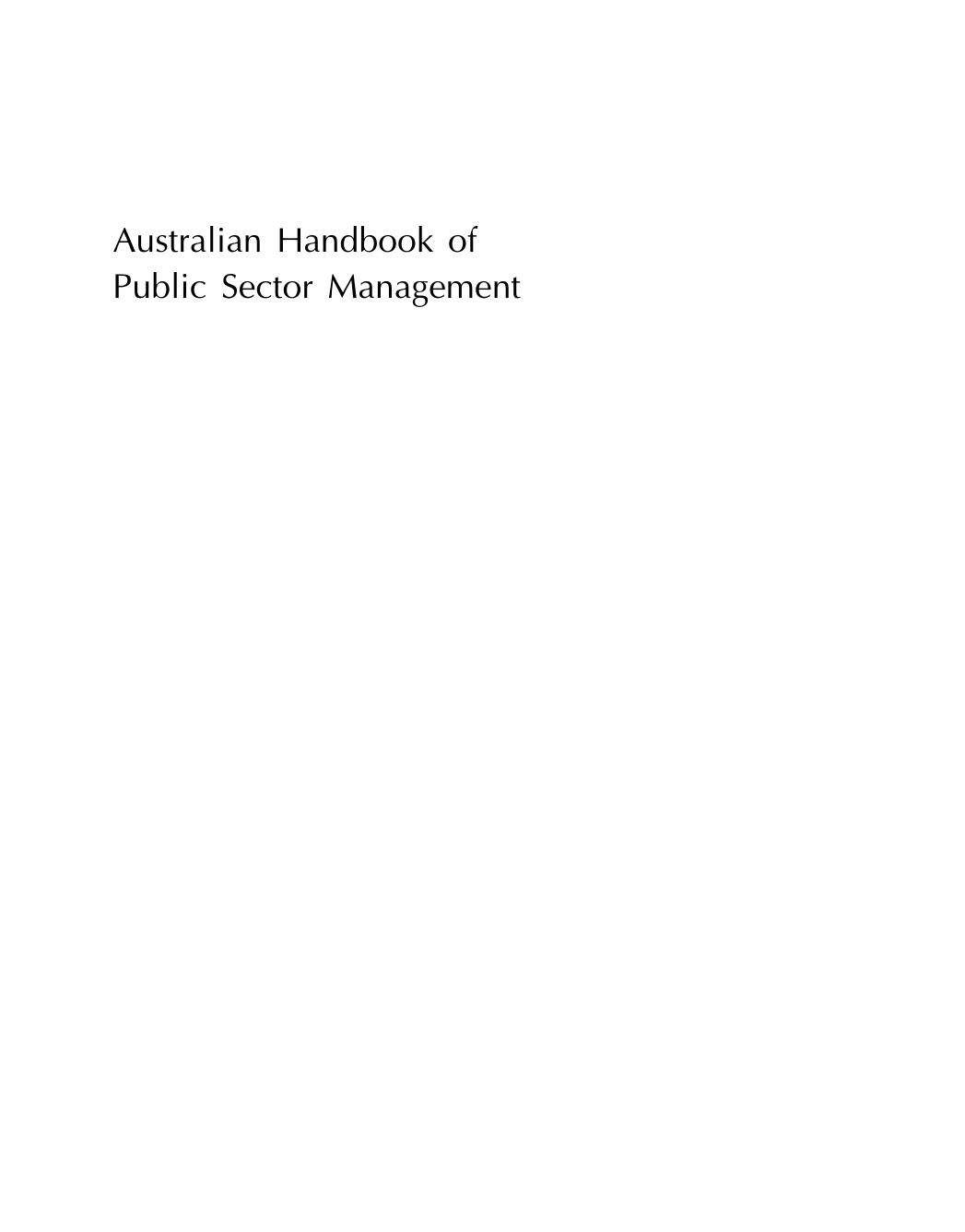 Australian Handbook of Public Sector Management by Aulich Chris; Halligan John