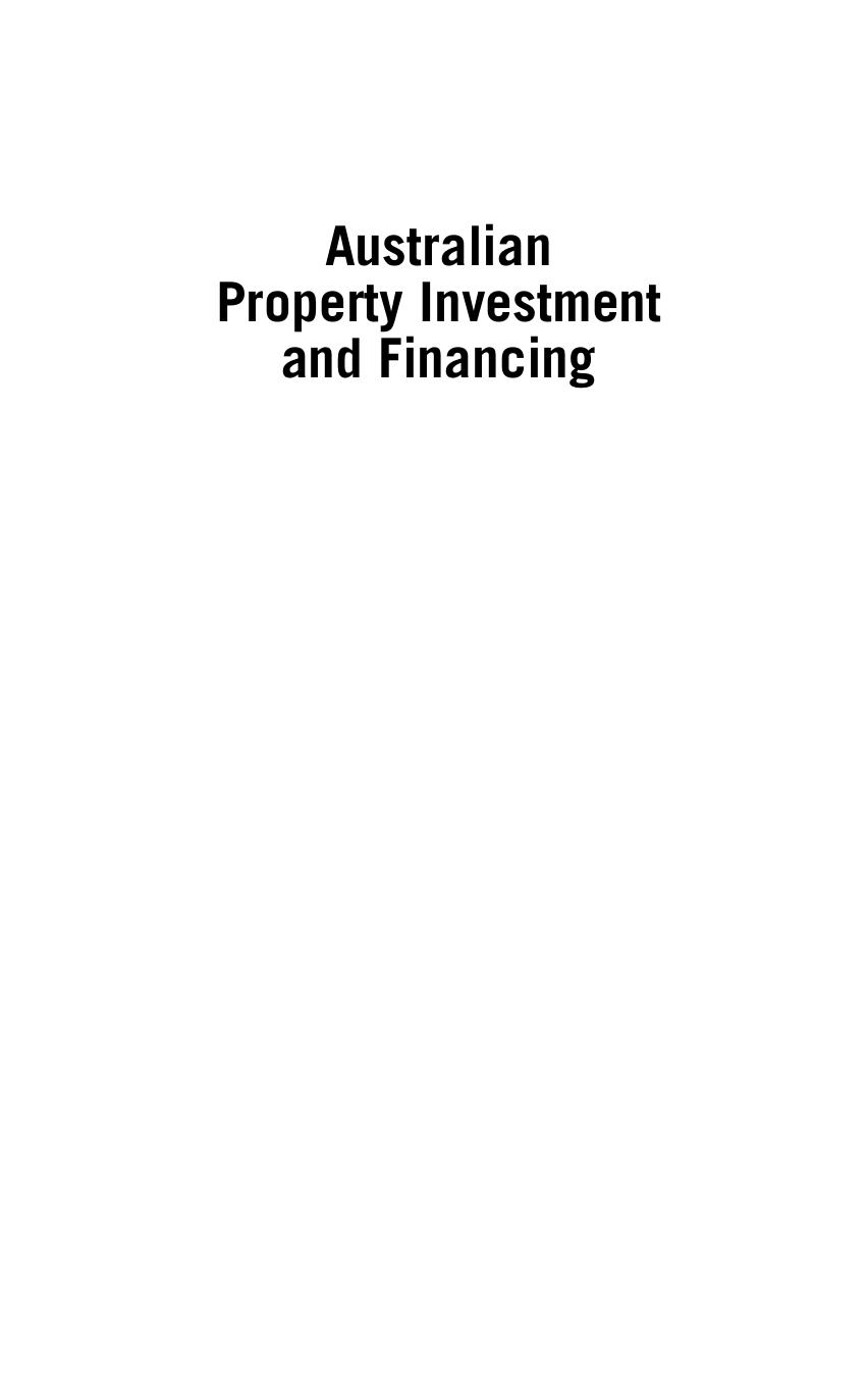 Australian Property Investment and Financing by Patrick Rowland