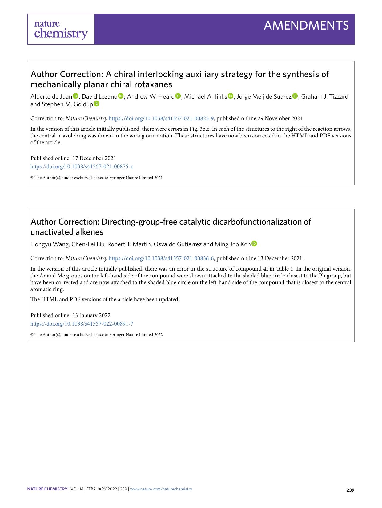 Author Correction: A chiral interlocking auxiliary strategy for the synthesis of mechanically planar chiral rotaxanes by unknow