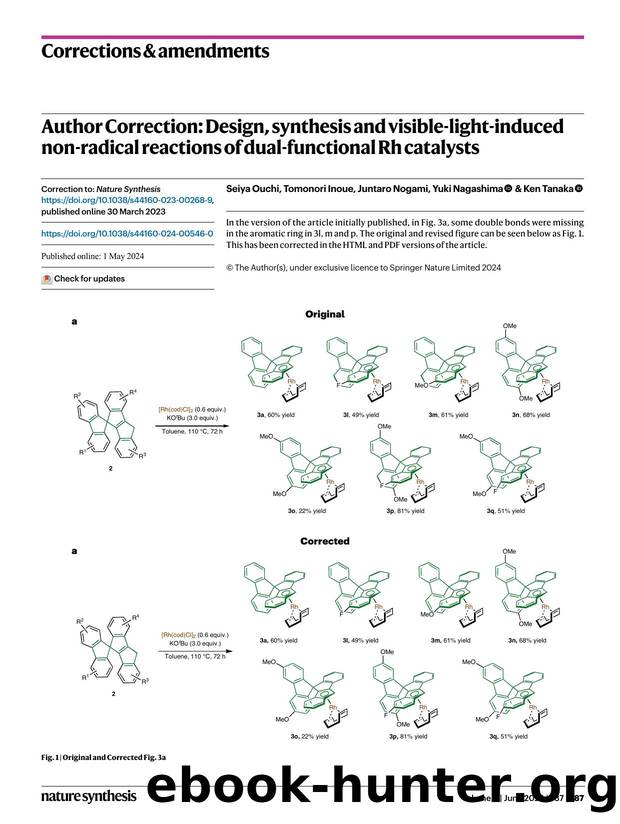 Author Correction: Design, synthesis and visible-light-induced non-radical reactions of dual-functional Rh catalysts by Seiya Ouchi & Tomonori Inoue & Juntaro Nogami & Yuki Nagashima & Ken Tanaka