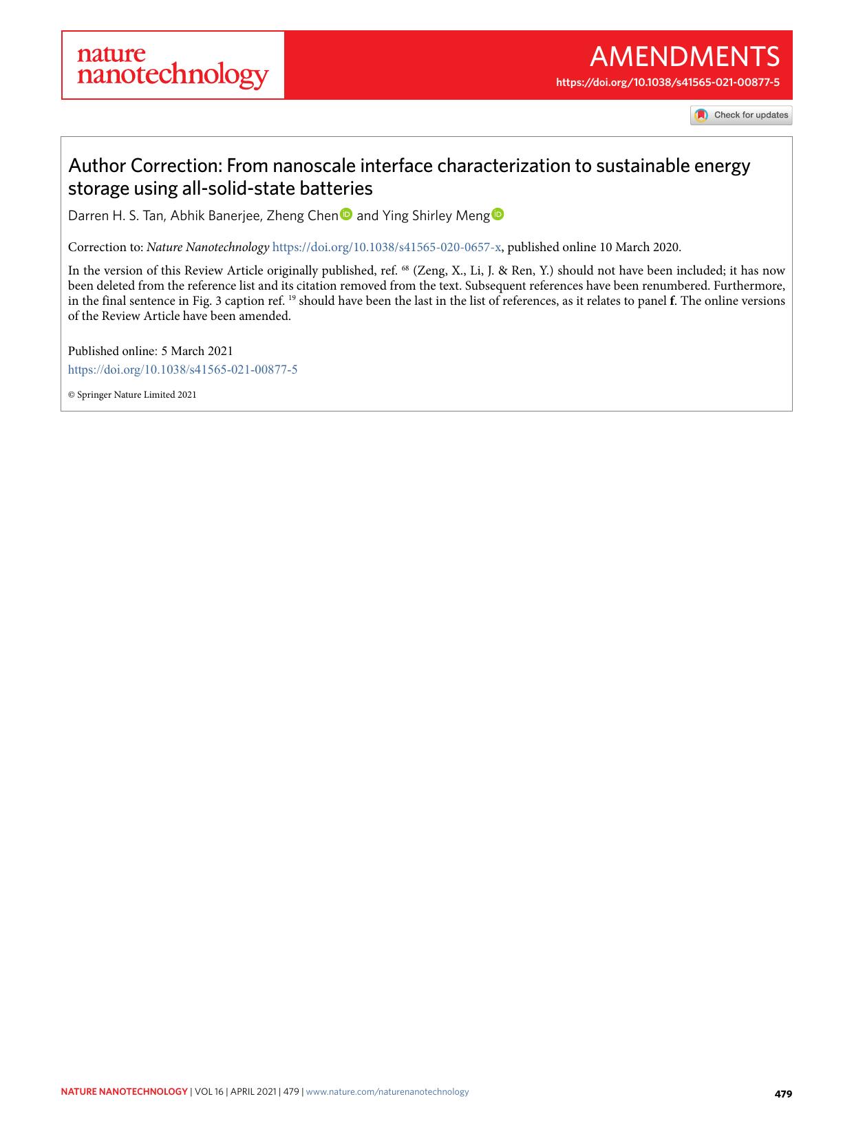 Author Correction: From nanoscale interface characterization to sustainable energy storage using all-solid-state batteries by Darren H. S. Tan & Abhik Banerjee & Zheng Chen & Ying Shirley Meng