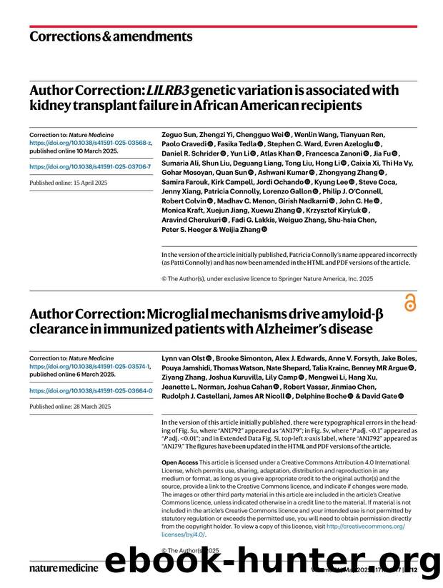 Author Correction: LILRB3 genetic variation is associated with kidney transplant failure in African American recipients by unknow