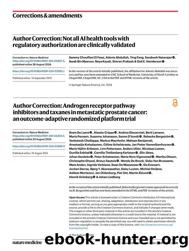 Author Correction: Not all AI health tools with regulatory authorization are clinically validated by unknow