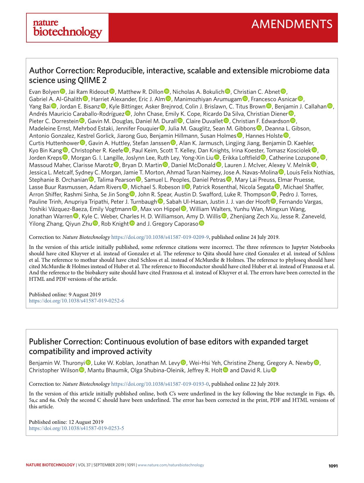 Author Correction: Reproducible, interactive, scalable and extensible microbiome data science using QIIME 2 by unknow