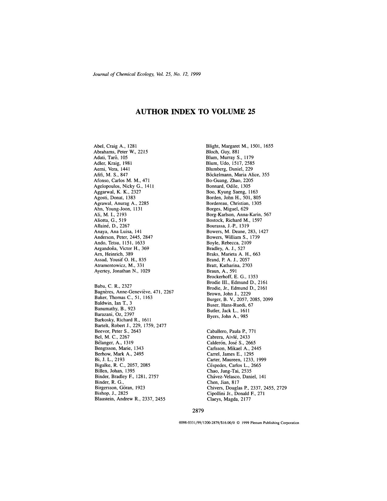 Author Index to Volume 25 by Unknown
