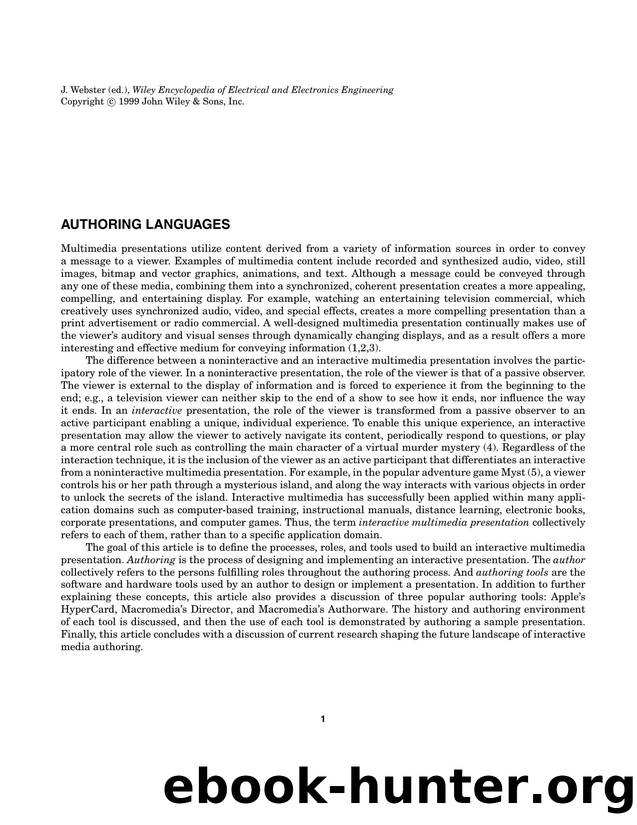 Authoring Languages". In: Wiley Encyclopedia of Electrical and Electronics Engineering by Unknown