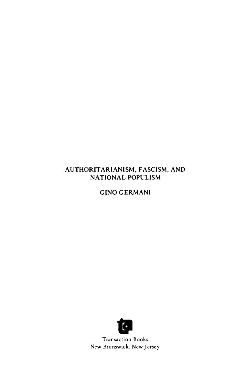 Authoritarianism, Fascism, and National Populism by Gino Germani