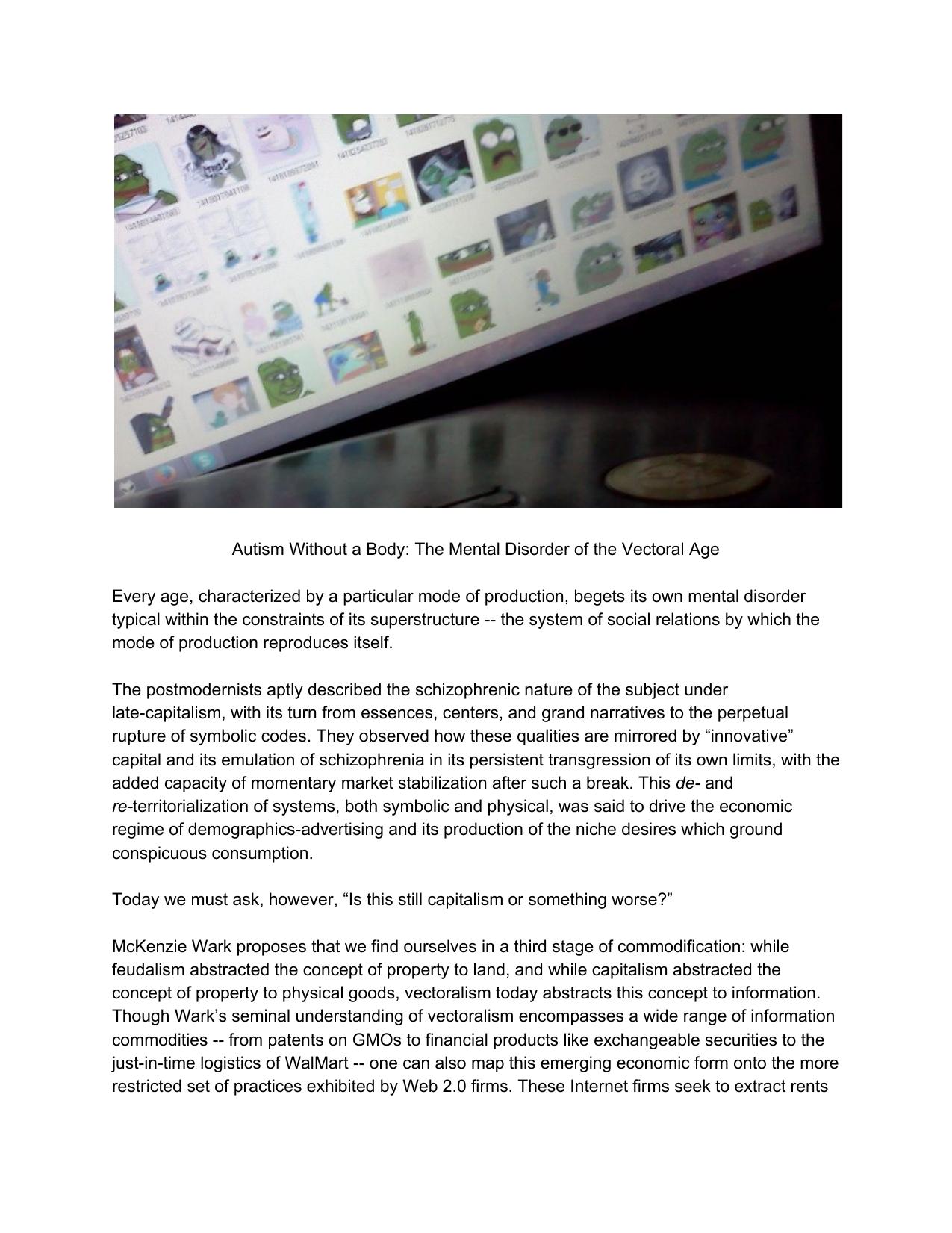 Autism Without a Body by Anonymous